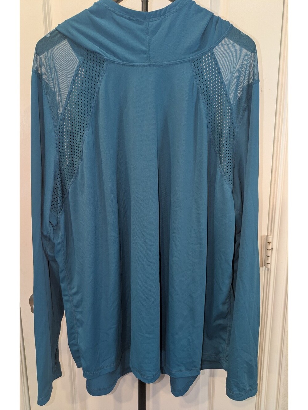 Z by Zella 3X Plus Teal Mesh Hooded Athletic Top Thumbholes